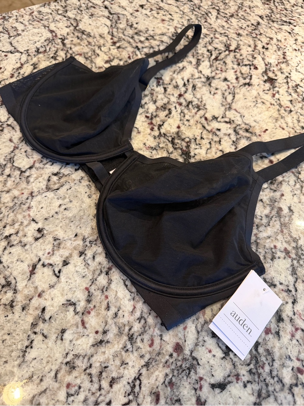 Auden NWT Unlined Demi coverage Black Sheer Mesh Underwire Bra 38 DD